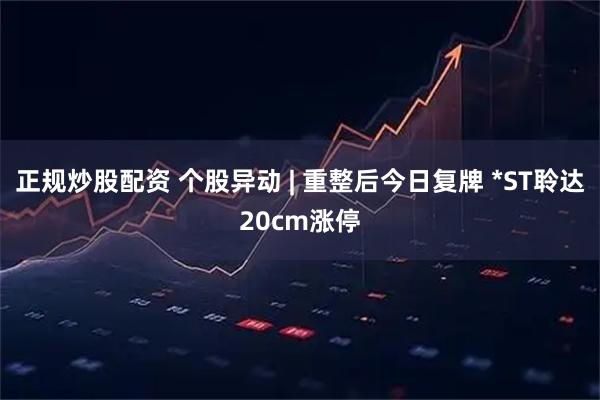 正规炒股配资 个股异动 | 重整后今日复牌 *ST聆达20cm涨停